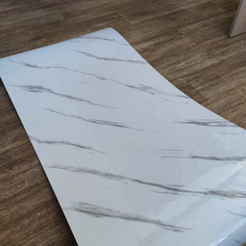 Самоклеящаяся виниловая плитка Sticker Wall SW-00001285 В рулоне белый мрамор глянец 3000х600х2мм