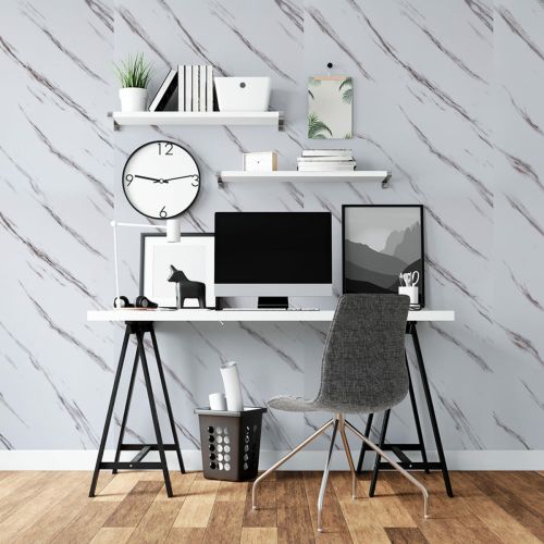 Самоклеящаяся виниловая плитка Sticker Wall SW-00001285 В рулоне белый мрамор глянец 3000х600х2мм