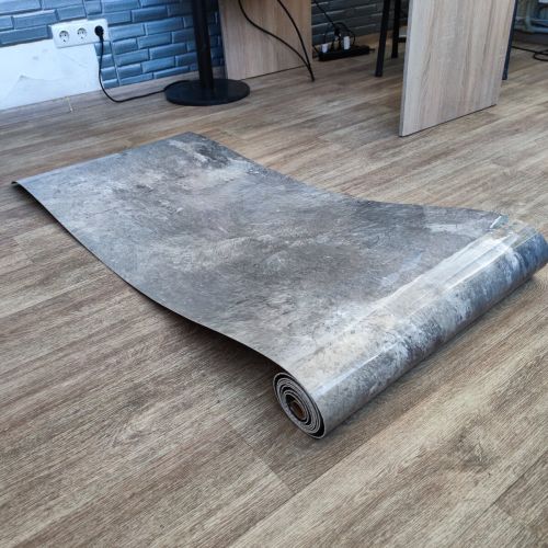 Самоклеящаяся виниловая плитка Sticker Wall SW-00001286 В рулоне серый мрамор глянец 3000х600х2мм