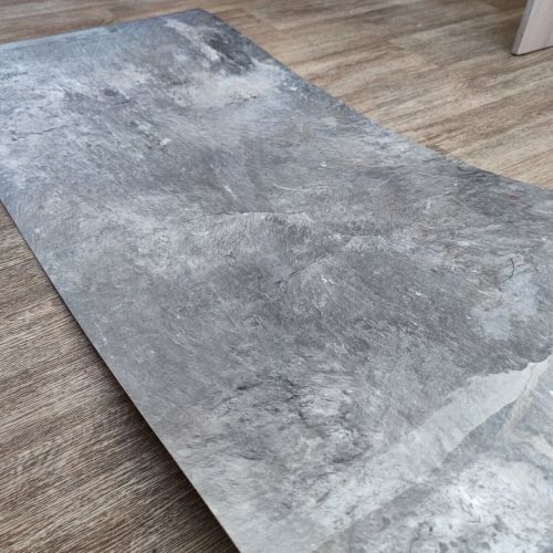 Самоклеящаяся виниловая плитка Sticker Wall SW-00001286 В рулоне серый мрамор глянец 3000х600х2мм