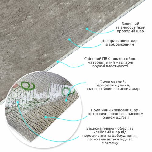 Самоклеящаяся виниловая плитка Sticker Wall SW-00001286 В рулоне серый мрамор глянец 3000х600х2мм