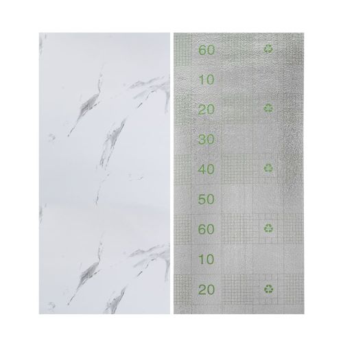 Самоклеящаяся виниловая плитка Sticker Wall SW-00001287 В рулоне белый воздушный мрамор глянец 3000х600х2мм