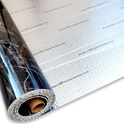 Самоклеящаяся виниловая плитка Sticker Wall SW-00001289 В рулоне черный мрамор глянец 3000х600х2мм