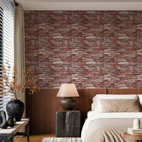 Самоклеящаяся 3D панель Sticker Wall SW-00001319 Под камень красный песчаник 700x770x3мм