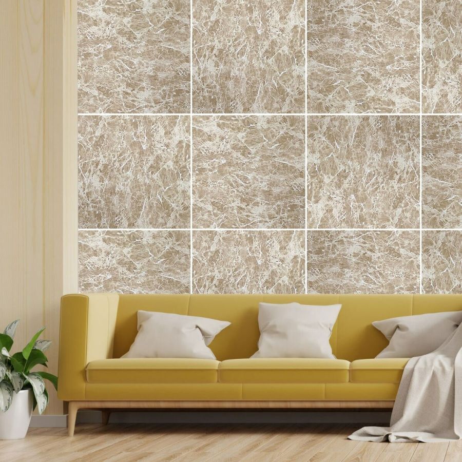 Декоративная ПВХ плита Sticker Wall SW-00001619 Кремовый мрамор 600х600х3мм