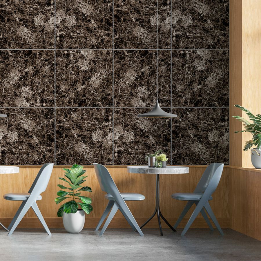 Декоративная ПВХ плита Sticker Wall SW-00001628 Серый темно-серый мрамор 600*600*3mm