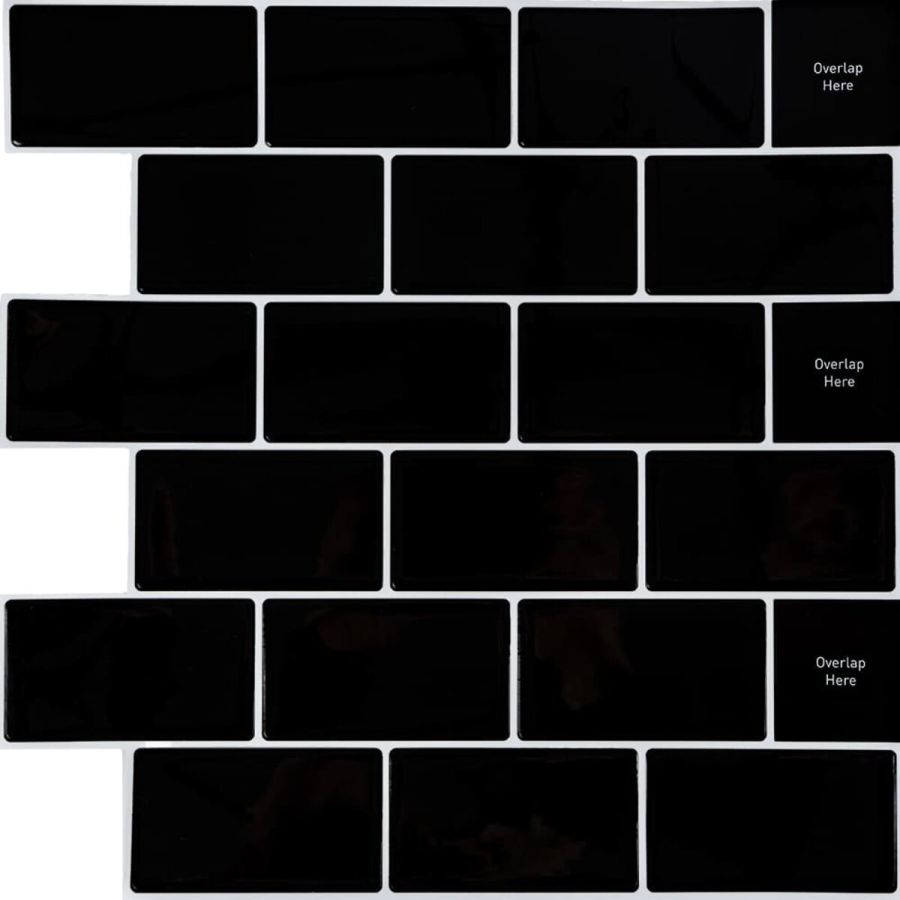 Самоклеющаяся полиуретановая панель под черную плитку кирпич Sticker Wall SW-00001186 305*305*1мм