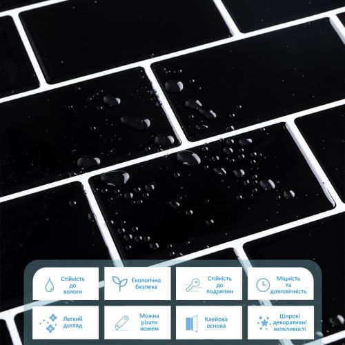 Самоклеющаяся полиуретановая панель под черную плитку кирпич Sticker Wall SW-00001186 305*305*1мм