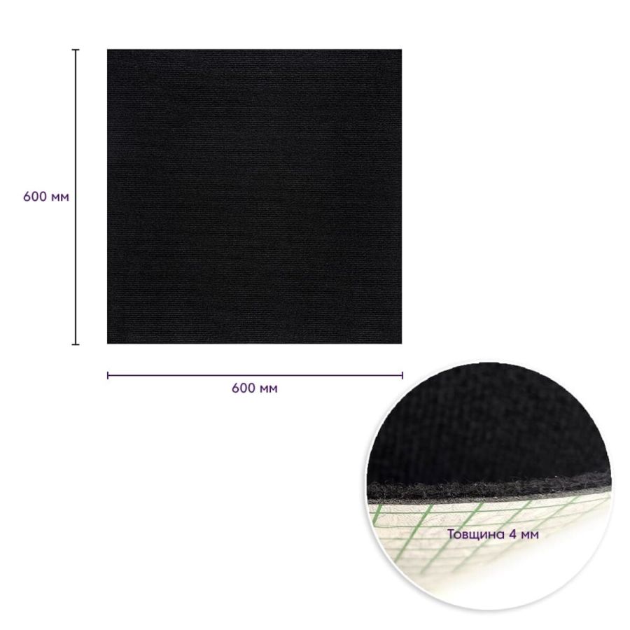Самоклеящаяся плитка под ковролин Sticker Wall SW-00001417 600*600*4мм Черный