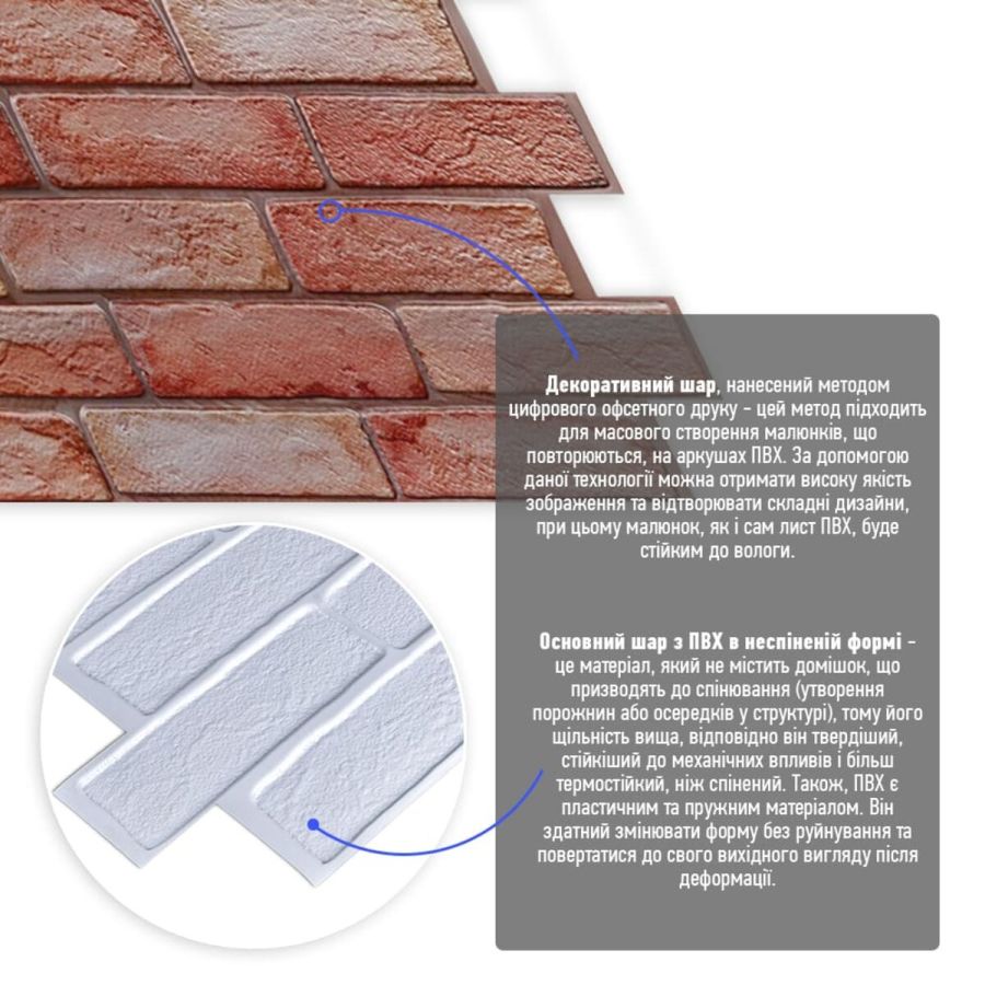 Декоративная ПВХ панель коричнево-розовый кирпич Sticker Wall SW-00001426 960х480х4мм