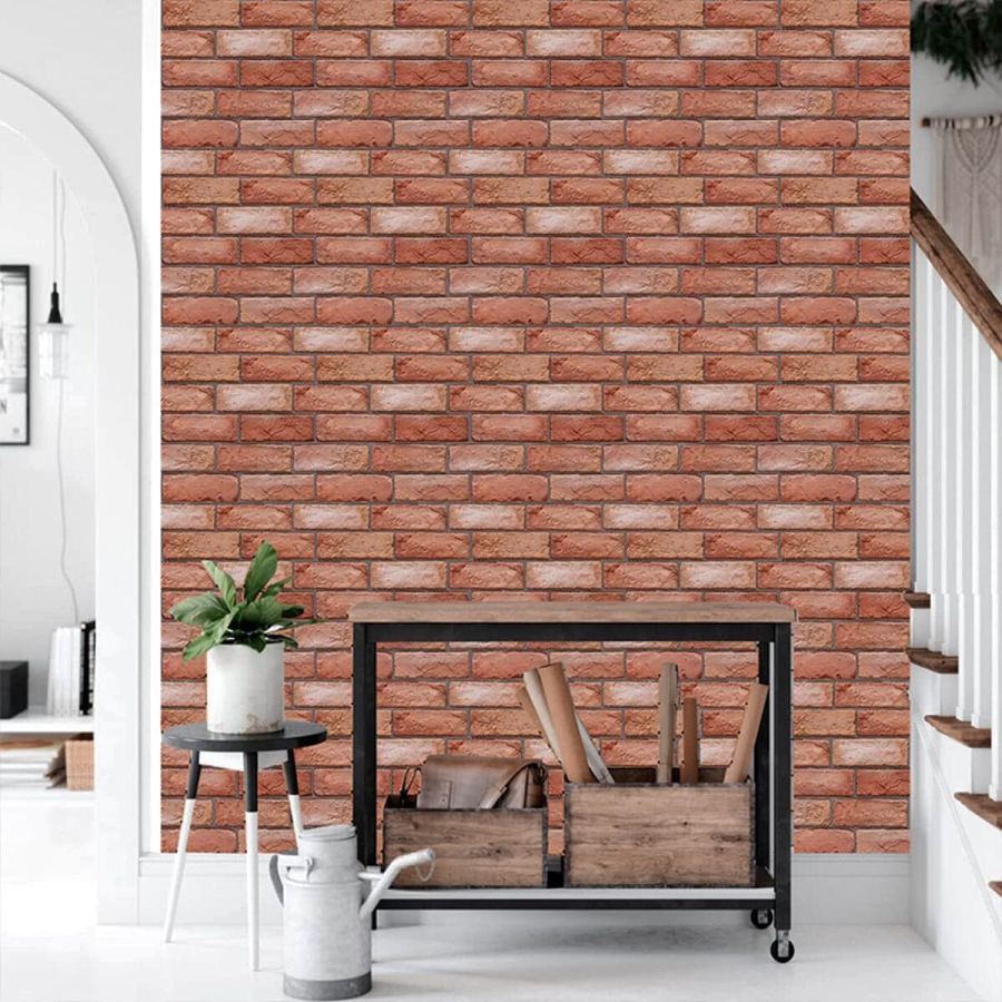 Декоративная ПВХ панель коричнево-розовый кирпич Sticker Wall SW-00001426 960х480х4мм