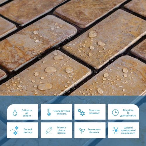 Декоративная ПВХ панель кирпич под коричневый мрамор Sticker Wall SW-00001428 960х480х4мм