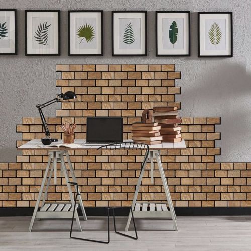 Декоративная ПВХ панель кирпич под коричневый мрамор Sticker Wall SW-00001428 960х480х4мм