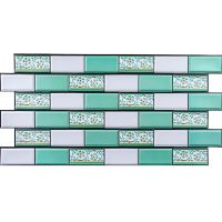 Декоративная ПВХ панель кирпич зеленый орнамент Sticker Wall SW-00001429 960х480х4мм