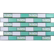 Декоративная ПВХ панель кирпич зеленый орнамент Sticker Wall SW-00001429 960х480х4мм