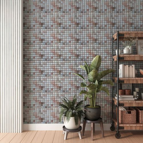 Декоративная ПВХ панель мозаика под бежевый мрамор Sticker Wall SW-00001433 960х480х4мм