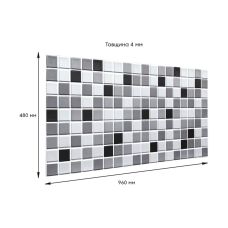 Декоративная ПВХ панель черно-белая мозаика Sticker Wall SW-00001432 960х480х4мм