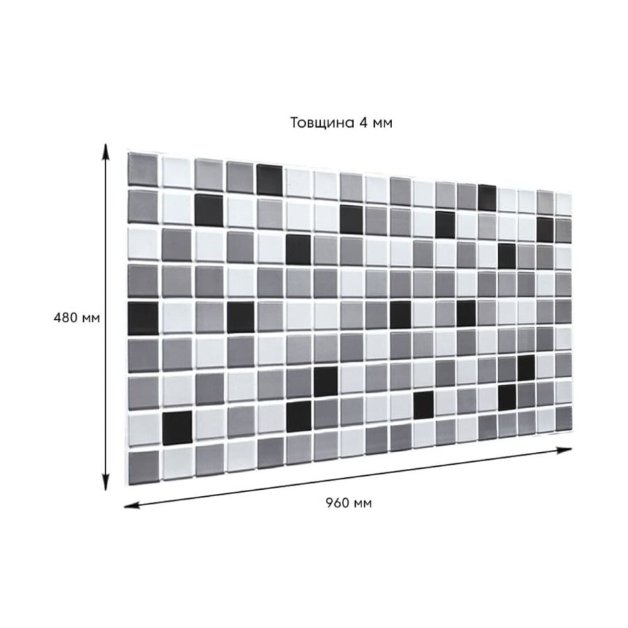 Декоративная ПВХ панель черно-белая мозаика Sticker Wall SW-00001432 960х480х4мм