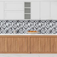 Декоративная ПВХ панель черно-белая мозаика Sticker Wall SW-00001432 960х480х4мм
