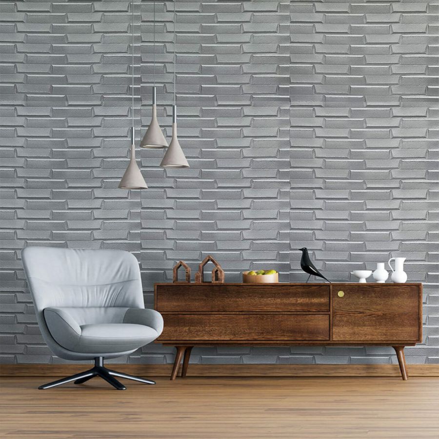 Самоклеющаяся 3D панель кладка серебро Sticker Wall 19600х700х5мм