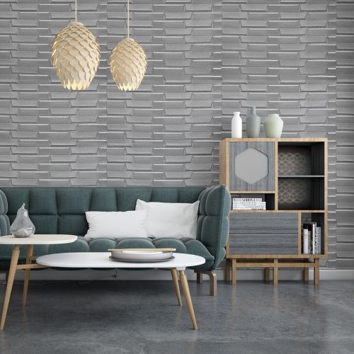 Самоклеющаяся 3D панель кладка серебро Sticker Wall 3080х700х5мм