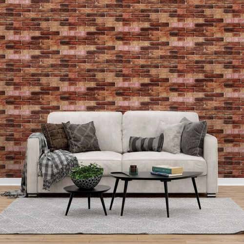 Самоклеющаяся 3D панель под коричневый кирпич екатеринослав Sticker Wall 3080х700х3мм