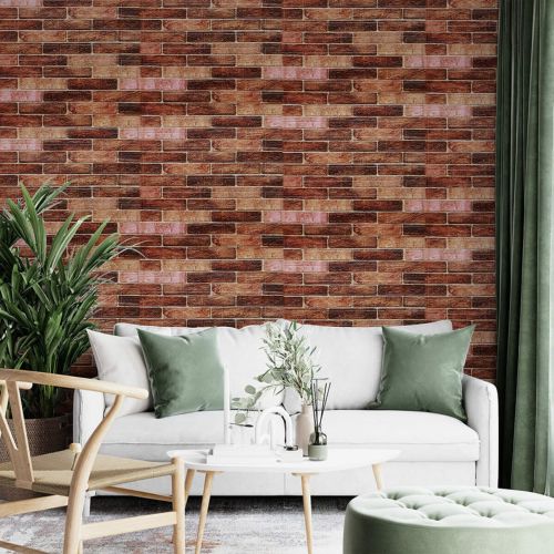 Самоклеющаяся 3D панель под коричневый кирпич екатеринослав Sticker Wall 3080х700х3мм