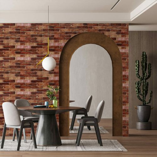 Самоклеющаяся 3D панель под коричневый кирпич екатеринослав Sticker Wall 3080х700х3мм