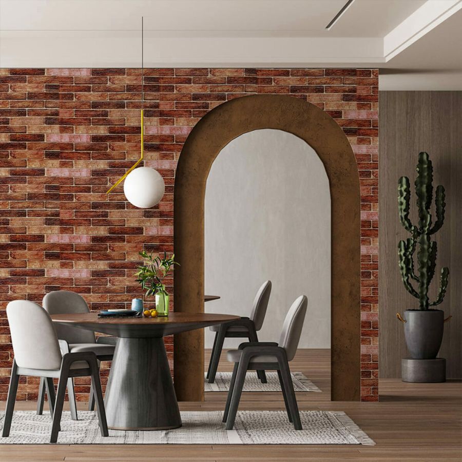 Самоклеющаяся 3D панель под коричневый кирпич екатеринослав Sticker Wall 3080х700х3мм