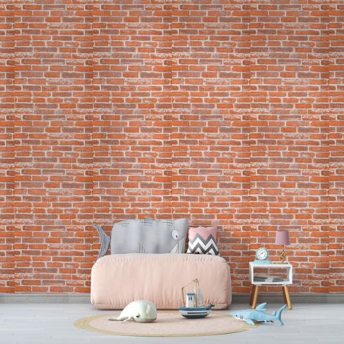 Самоклеющаяся 3D панель под рыжий екатеринослав кирпич Sticker Wall 20000х700х3мм