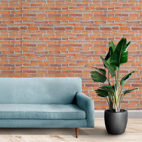 Самоклеющаяся 3D панель под рыжий екатеринослав кирпич Sticker Wall 20000х700х3мм