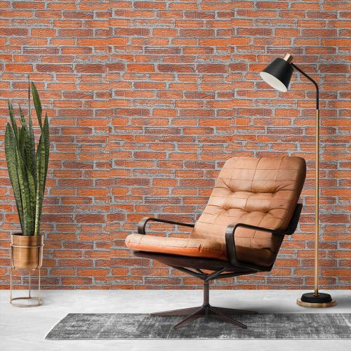 Самоклеющаяся 3D панель под рыжий екатеринослав кирпич Sticker Wall 20000х700х3мм