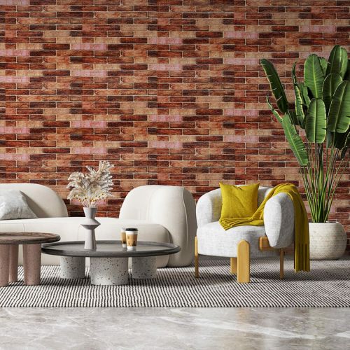 Самоклеющаяся 3D панель под коричневый кирпич екатеринослав Sticker Wall 20000х700х3мм