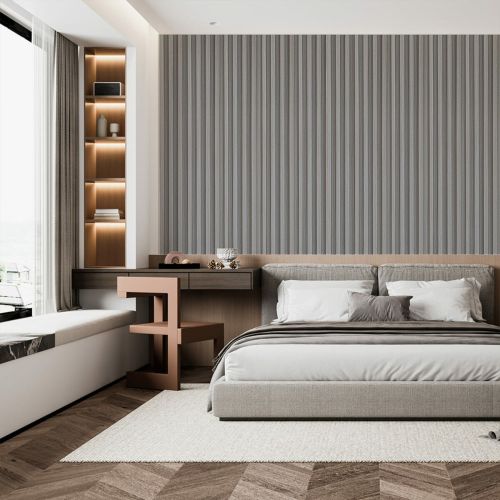 Декоративная стеновая рейка Sticker Wall 160*23*3000мм (D) SW-00001528 Светло-серая