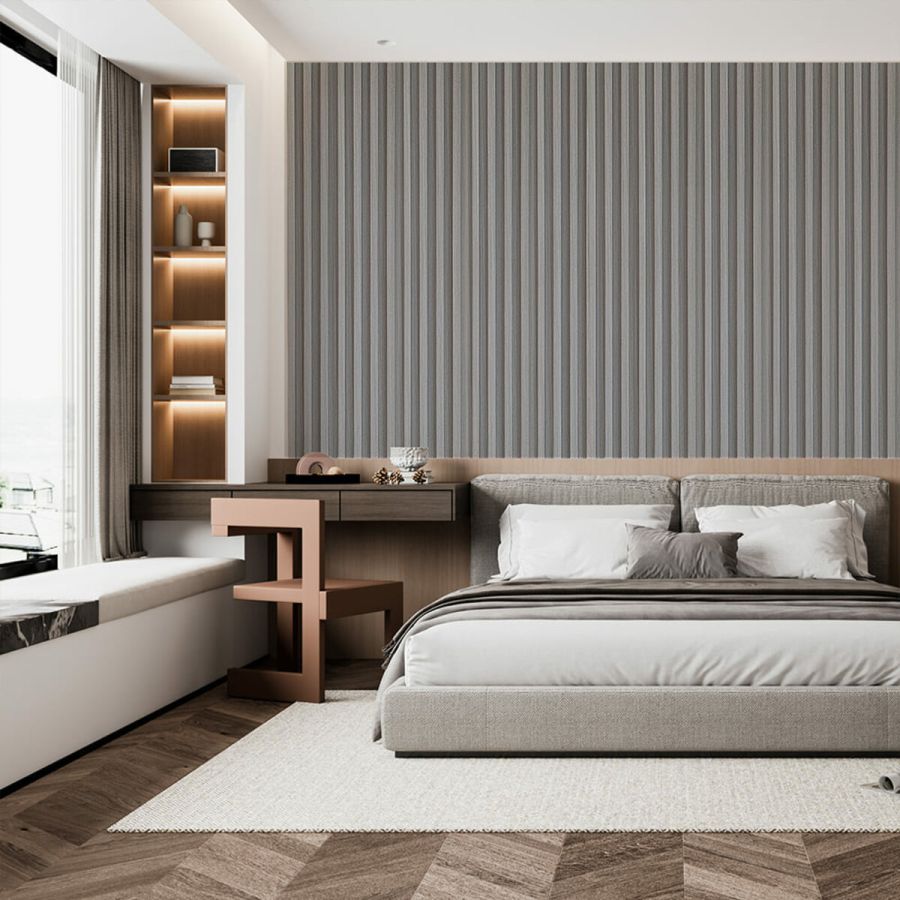 Декоративная стеновая рейка Sticker Wall 160*23*3000мм (D) SW-00001528 Светло-серая