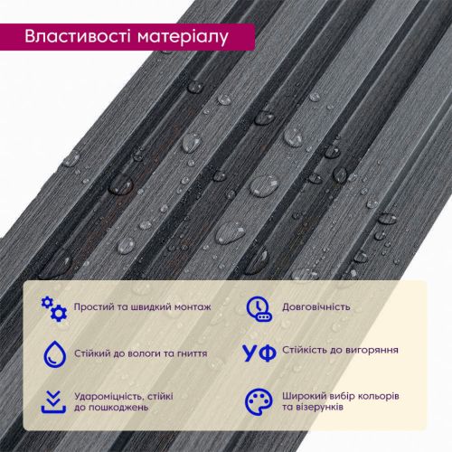 Декоративная стеновая рейка Sticker Wall 160*23*3000мм (D) SW-00001529 Темно-серая