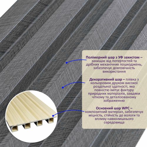 Декоративная стеновая рейка Sticker Wall 160*23*3000мм (D) SW-00001534 Серебряная