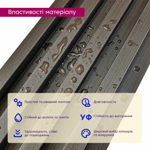 Декоративная стеновая рейка Sticker Wall 160*23*3000мм (D) SW-00001537 Темно-коричневая