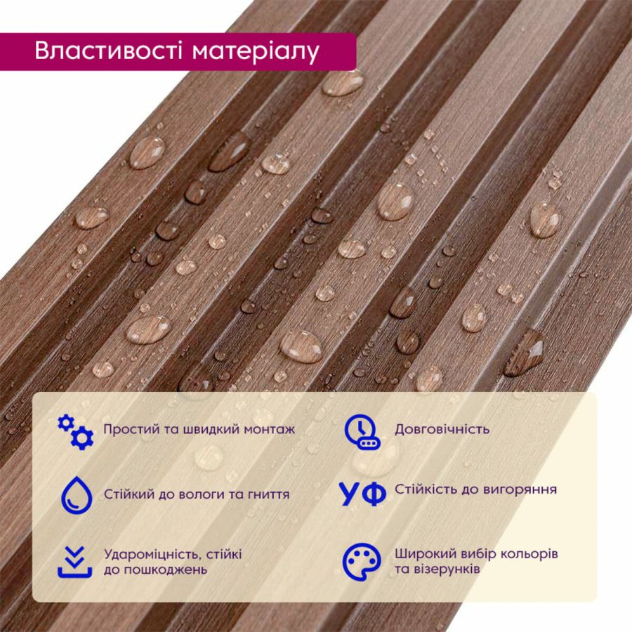 Декоративная стеновая рейка Sticker Wall 160*23*3000мм (D) SW-00001538 Коричневая