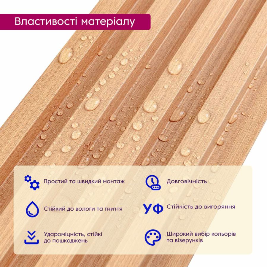 Декоративная стеновая рейка 160*23*3000мм (D) SW-00001539 Светло-коричневая