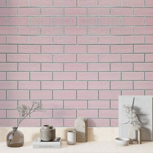 Самоклеющаяся стеновая панель Sticker Wall Розовая 3D NEW CULTURAL WALL 70*70cm*4mm PINK+SILVER (D) SW-00001501