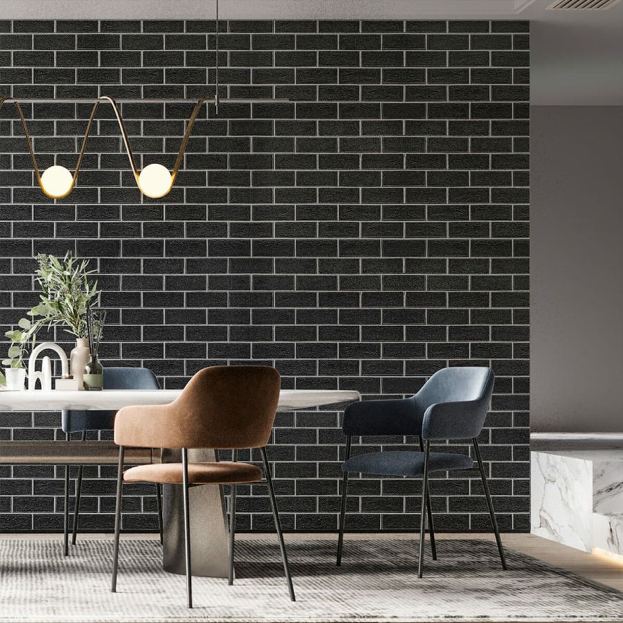 Самоклеющаяся стеновая панель Sticker Wall Черная 3D NEW CULTURAL WALL 70*70cm*5mm BLACK+WHITE (D) SW-00001503