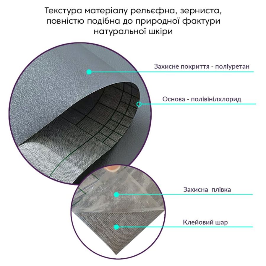 Самоклеющая экокожа в рулоне Sticker Wall 1.37*1m*0.5mm DEEP GREY (D) SW-00001154