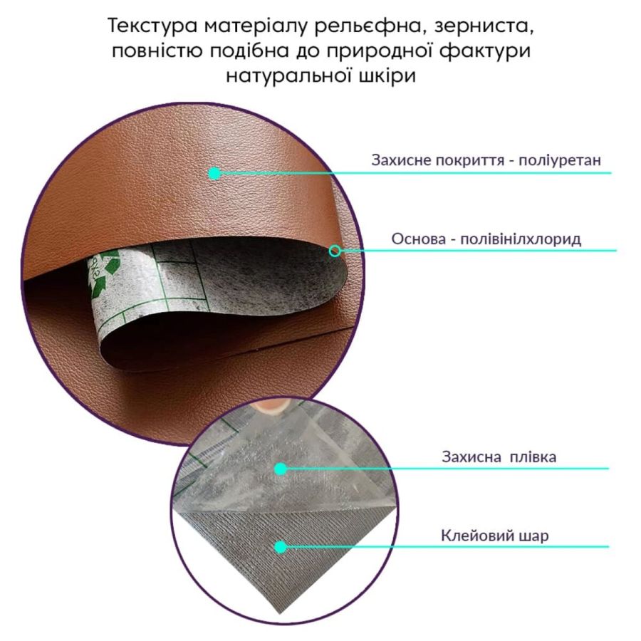 Самоклеющая экокожа в рулоне Sticker Wall 1.37*3m*0.5mm LIGHT BROWN (D) SW-00001412