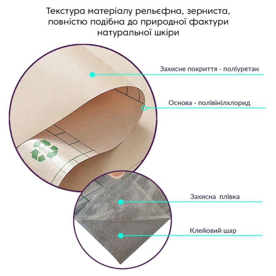Самоклеющая экокожа в рулоне Sticker Wall 1.37*1m*0.5mm BEIGE (D) SW-00001346