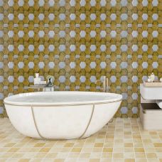 Декоративная ПВХ панель под желто белые соты 960х480х4мм SW-00001790