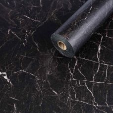 Напольное виниловое самоклеющееся покрытие в рулоне Черный мрамор 3000х600х1,5мм SW-00001821