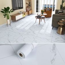 Напольное виниловое самоклеющееся покрытие в рулоне Белый мрамор 3000х600х1,5мм SW-00001822