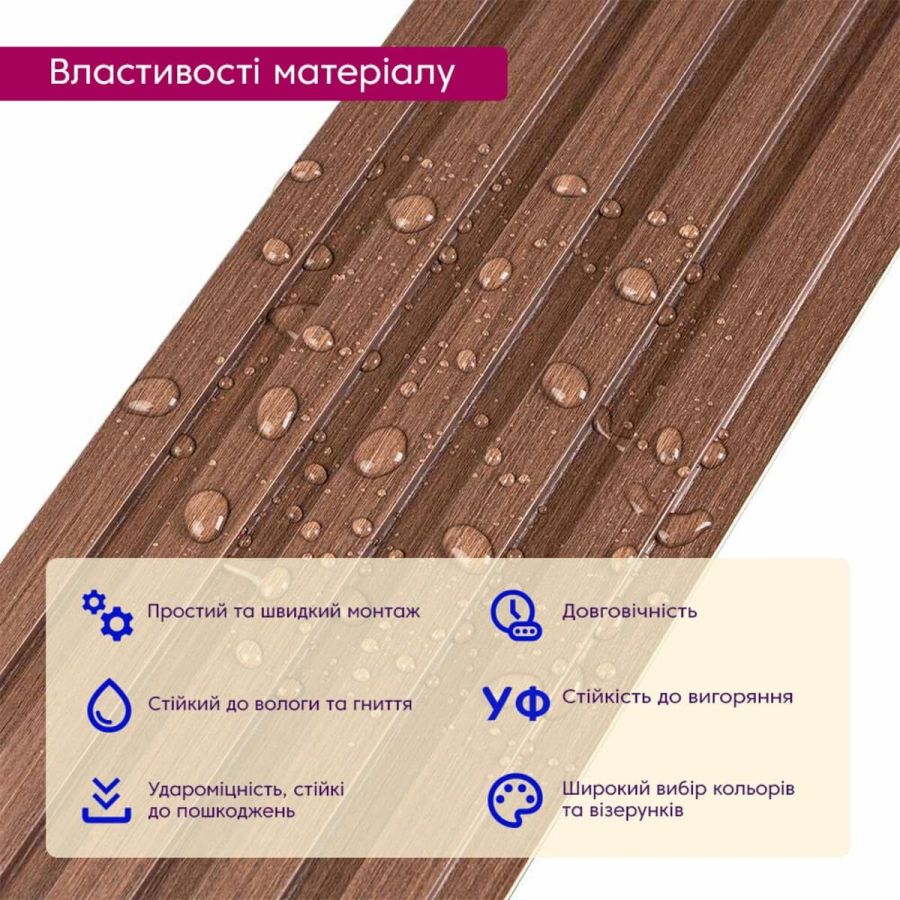 Декоративная рейка WPC стеновая капучино 3000*150*9мм (D) SW-00001868
