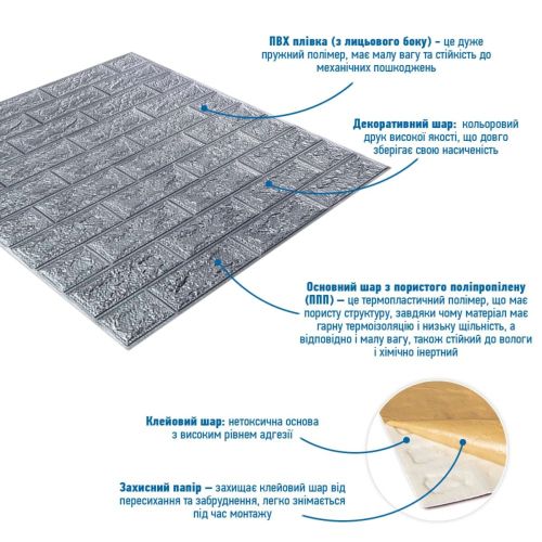 Панель стеновая 3D 700х770х2мм СЕРЕБРО (D) SW-00001908